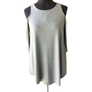 Sante' M. Cicco Cold-Shoulder 3/4-Sleeve Crew-Neck Casual Top Tunic Gray Size S